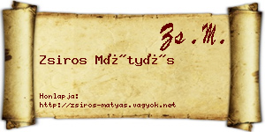 Zsiros Mátyás névjegykártya