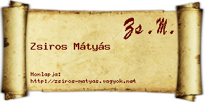 Zsiros Mátyás névjegykártya